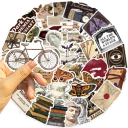 50PCS Cool Aesthetic Dark Academia Stickers Waterproof Cartoon Art Decals Phone Laptop Luggage Skateboard Sticker (ONLINE ORDER ONLY)
