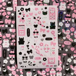 Korean Cute Devil Bear Dialog Laser Sticker Scrapbooking DIY Album Decoration Sticker Aesthetic Kawaii Stationery Halloween Gift (ONLINE ORDER ONLY)