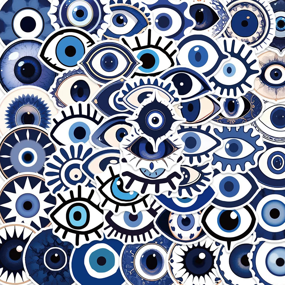 10/30/50PCS Cartoon Turkish Evil Eye Stickers Aesthetic Decoration Skateboard Scrapbook Phone Laptop Helmet Bike Decals DIY Toys (Online Order Only)