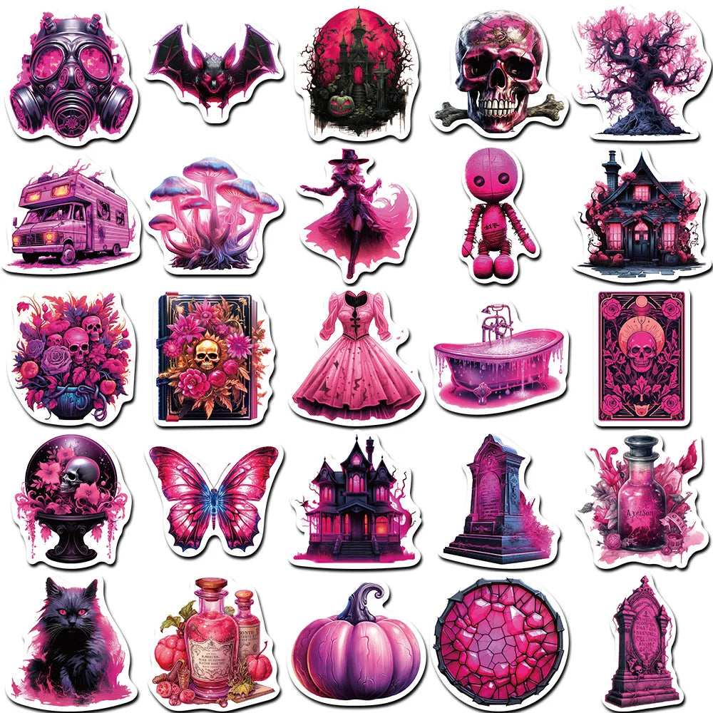 10/30/50PCS Horror Dark Purple Stickers Cool Graffiti Toys Waterproof Skateboard Phone Bike Skateboard Laptop Helmet Decals Gift (Online Order Only)