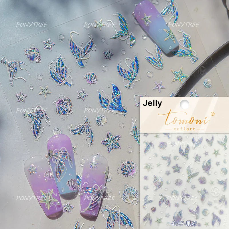 Deep Sea Animal Fish Shoal of Fish Whale Coral Dolphin Summer Beach Cute Jellyfish Bubble Bathyal Fauna Nail Art Stickers Decals (ONLINE ORDER ONLY)