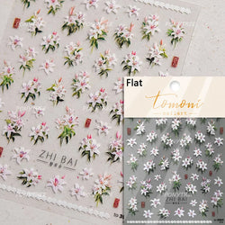 Spotless Lily Lilium Flowers Moon Pearl Crown Lily-white Pearl Necklace Pendant Self Adhesive Nail Art Stickers Manicure Decals (Online Order Only)