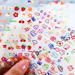 1 Sheet 5D Embossed Nail Art Stickers Graffiti Heart Flower Design Nail Art Decals Self-Adhesive DIY Manicure Nail Art Supplies* (ONLINE ORDER ONLY)