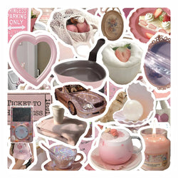 Kawaii Pink Cartoon Stickers 10/30/50pcs Aesthetic Decals for Laptop, Phone, Suitcase, Notebook, Diary (ONLINE ORDER ONLY)