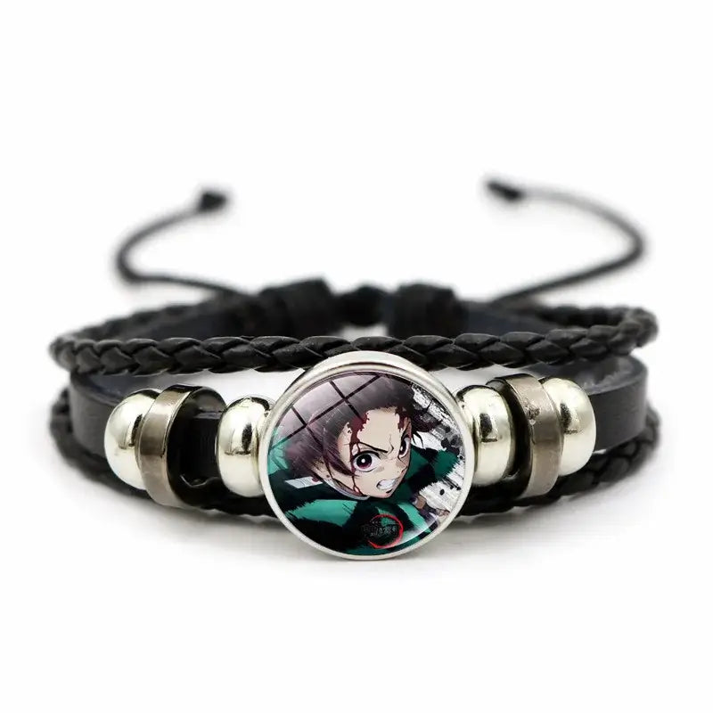 Demon Slayer Bracelet: Tanjiro & Nezuko Leather Charm (ONLINE ORDER ONLY)
