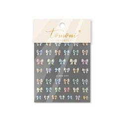 Colourful Grid Bowknot Charming Silk Ribbon Tie Chic 5D Self Adhesive Nail Art Sticker Sparkle Crystal Rhinestone Manicure Decal (ONLINE ORDER ONLY)