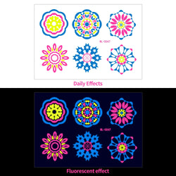 1pc Bohemia Fluorescent Sticker Luminous Temporary Tattoos Stickers UV Glow Fluorescent Tattoo Waterproof For Body Art Decals *& (Online Order Only)