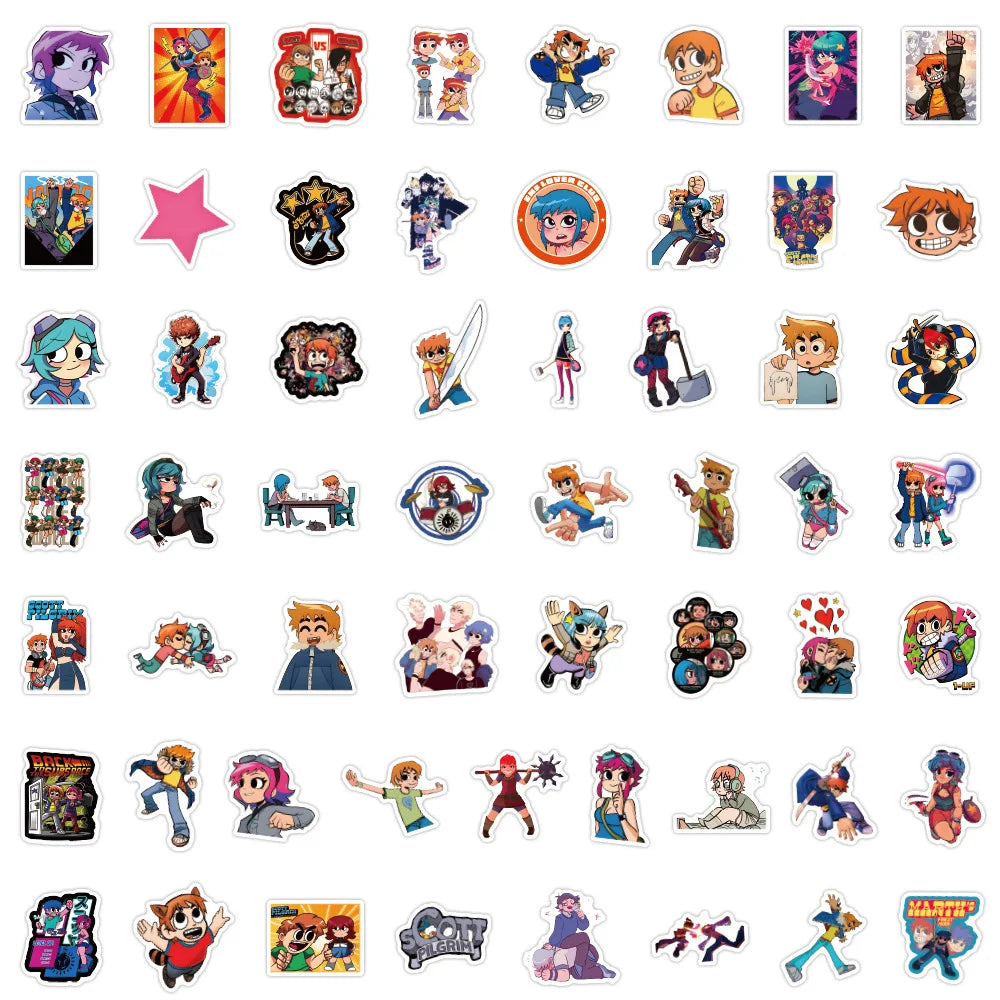 10/30/55/110PCS Scott Pilgrim Stickers Animation Decals Waterproof Cartoon stickers Kids Toys Scrapbook Luggage Guitar Car Bike (ONLINE ORDER ONLY)
