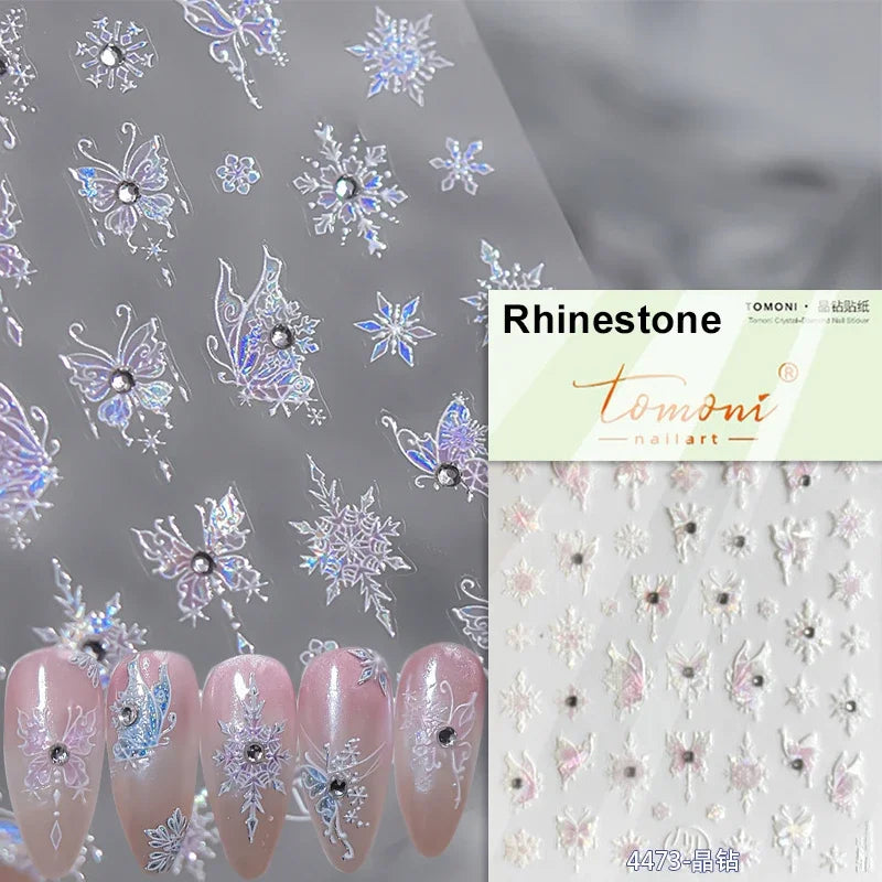 Delicate Tender Purple Butterfly Seal Pattern Insect Shiny Golden Stroke Nail Art Decoration Sticker Dressy Laser Manicure Decal (ONLINE ORDER ONLY)