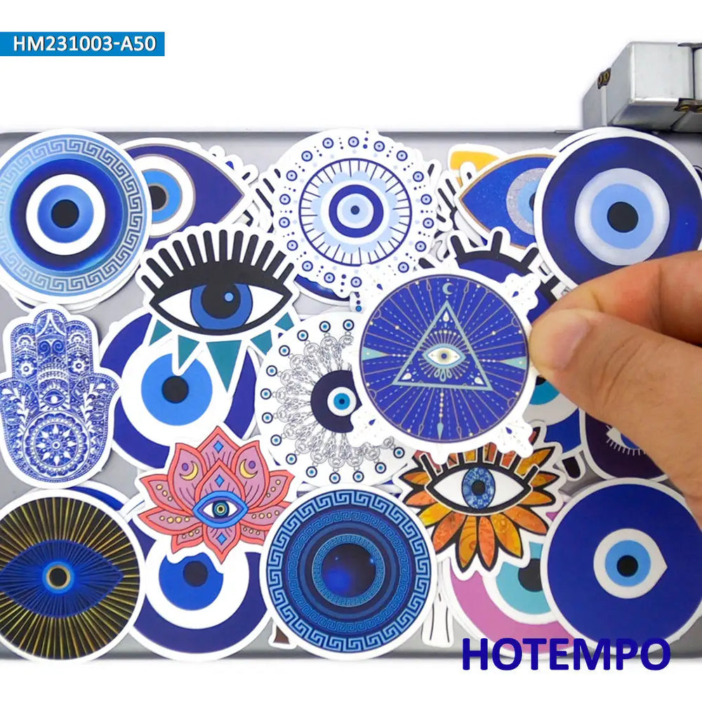20/30/50Pieces Blue Eyes Style Totem Graffiti Demon Guardian Retro Stickers for Motorcycle Car Bike Luggage Phone Laptop Sticker (Online Order Only)