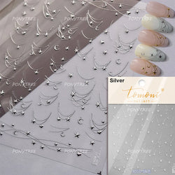 Retro Blue Bowknot Butterfly Love Heart Pendent Hot Stamping Gold Silver Adhesive Nail Art Stickers Manicure Decals Wholesale (Online Order Only)
