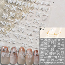 Gird Lace Bowknot Love Heart Flower Fabric Printing Frame Bow Tie Rococo Pattern Daisy Tender Nail Art Stickers Manicure Decals (ONLINE ORDER ONLY)