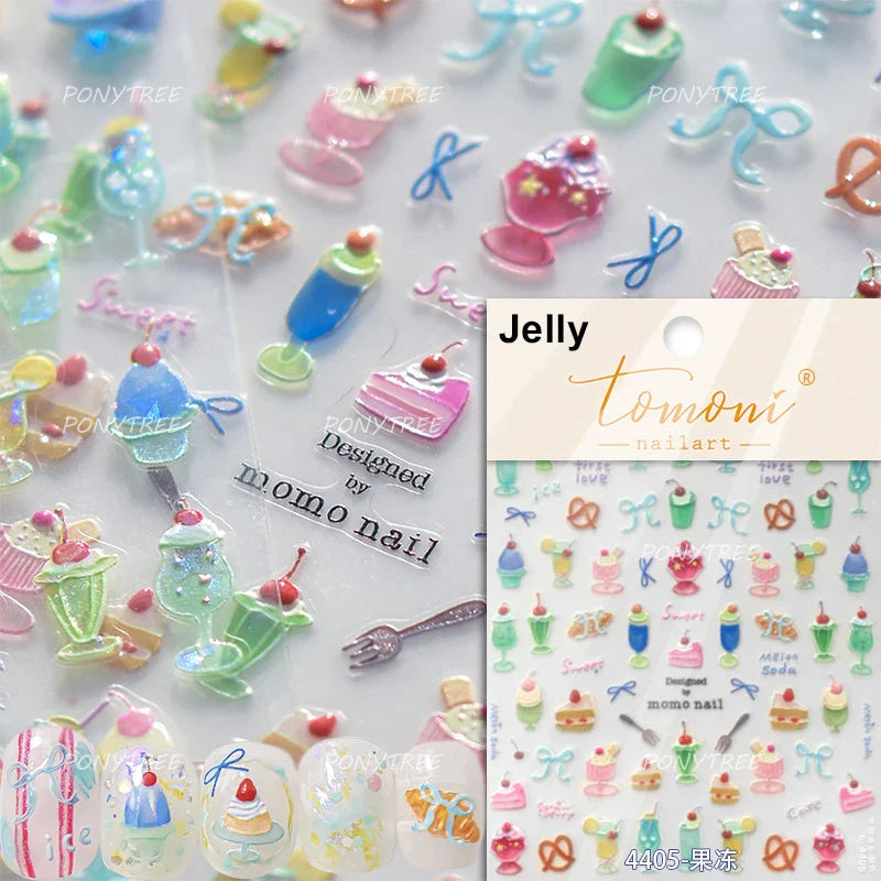 Sweet Cookies Biscuit Snack Delicious Doughnut Savoury Food Bicky Croissant Cheese Pudding Baguette Chic Nail Art Stickers Decal (ONLINE ORDER ONLY)