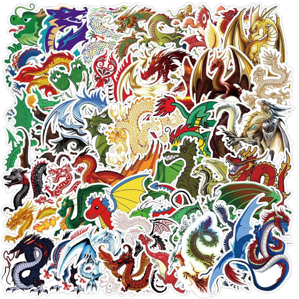 50pcs Magic Dragon Cartoon Graffiti Stickers for Helmet, Wall, DIY Decoration (ONLINE ORDER ONLY)