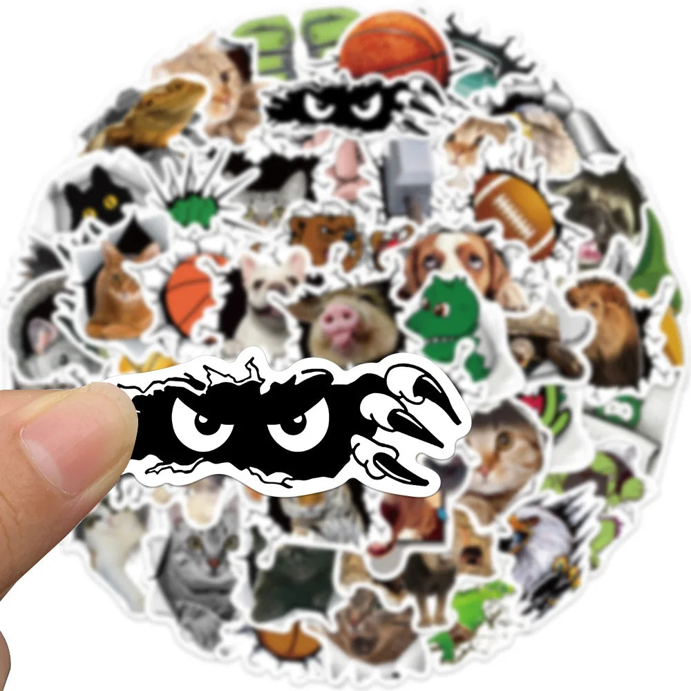 10/30/50PCS 3D Animals Stickers Hole View Vivid Cute Decals For Kids DIY Notebook Laptop Bike Car Phone Graffiti Sticker Kid Toy (ONLINE ORDER ONLY)