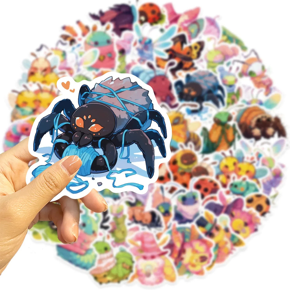 Kawaii Insect Stickers Cute Cartoon Animal Decals for Scrapbook, Laptop, Bike, Skateboard (ONLINE ORDER ONLY)