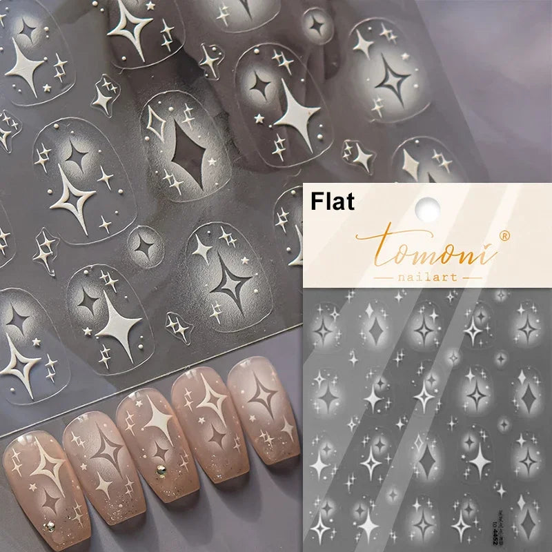 Dreamy Moon Star Cloud Butterfly Starrylight Rhinestone 5D Soft Embossed Relief Nail Art Sticker 3D Decal Decoration Manicure (ONLINE ORDER ONLY)
