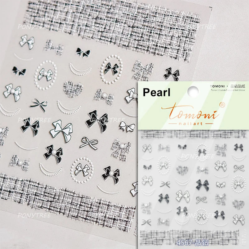 Gird Lace Bowknot Love Heart Flower Fabric Printing Frame Bow Tie Rococo Pattern Daisy Tender Nail Art Stickers Manicure Decals (ONLINE ORDER ONLY)