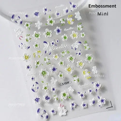 Rose Flower Bouquet Leaves Lace Bowknot Pearl Photo Frame Gird Embossed Reliefs Self Adhesive Nail Art Stickers Manicure Decals (ONLINE ORDER ONLY)
