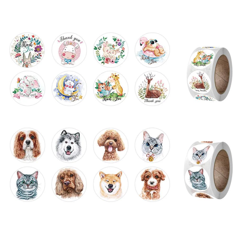100-500 Pcs Pet Cat Dog Children's Cartoon Animal Stickers Reward Labels Seal DIY Paper Adhesive Gift (ONLINE ORDER ONLY)