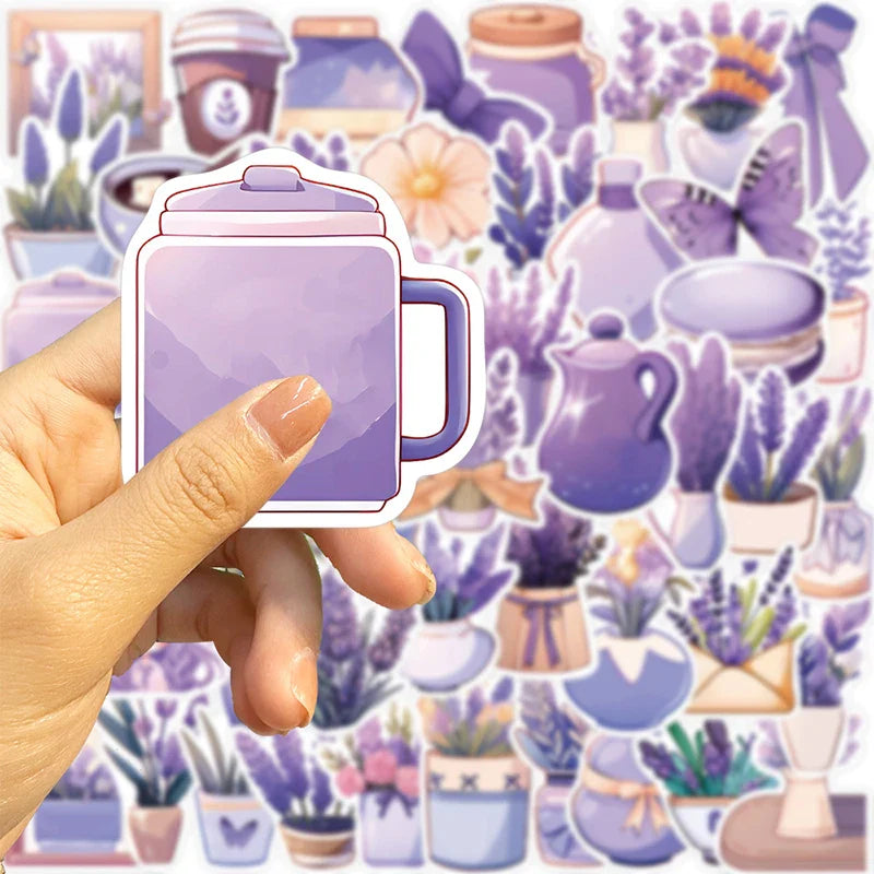 10/30/50PCS Purple Lavender PVC Sticker Aesthetic Children's Decoration Scrapbooking Korean Stationery School Supplies for Kids (ONLINE ORDER ONLY)
