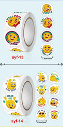 Smile Face Sticker Kids Reward Sticker Yellow Dots Labels Happy Animal  Sticker Kids Toys School Teacher Student Stationery (ONLINE ORDER ONLY)