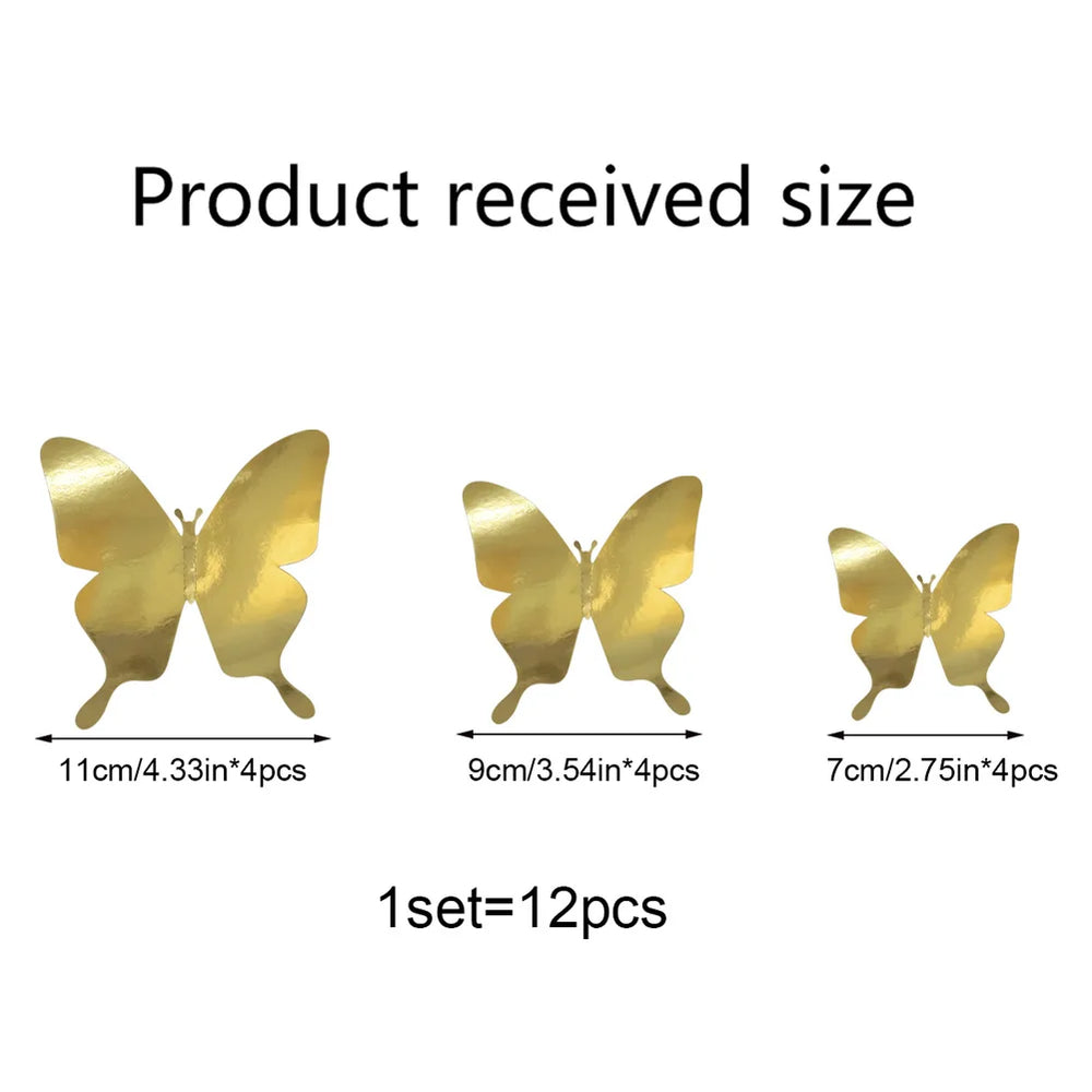 Gold Silver Reflective Butterfly Wall Stickers - Home, Party, Wedding Decor (ONLINE ORDER ONLY)