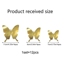 Gold Silver Reflective Butterfly Wall Stickers - Home, Party, Wedding Decor (ONLINE ORDER ONLY)