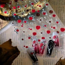 Retro Red Butterfly Snake Rose Flower Evil Eyes Gothic Architecture Cross Dark Self Adhesive Nail Art Stickers Manicure Decals (ONLINE ORDER ONLY)