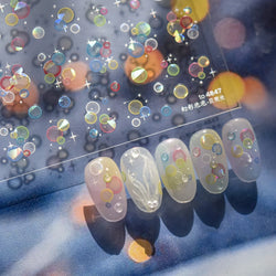 Colorful Bubbles Star Shiny Dreamy Glass Shards Flat 5D Soft Embossed Relief Self Adhesive Nail Art Sticker Chic Manicure Decal (ONLINE ORDER ONLY)