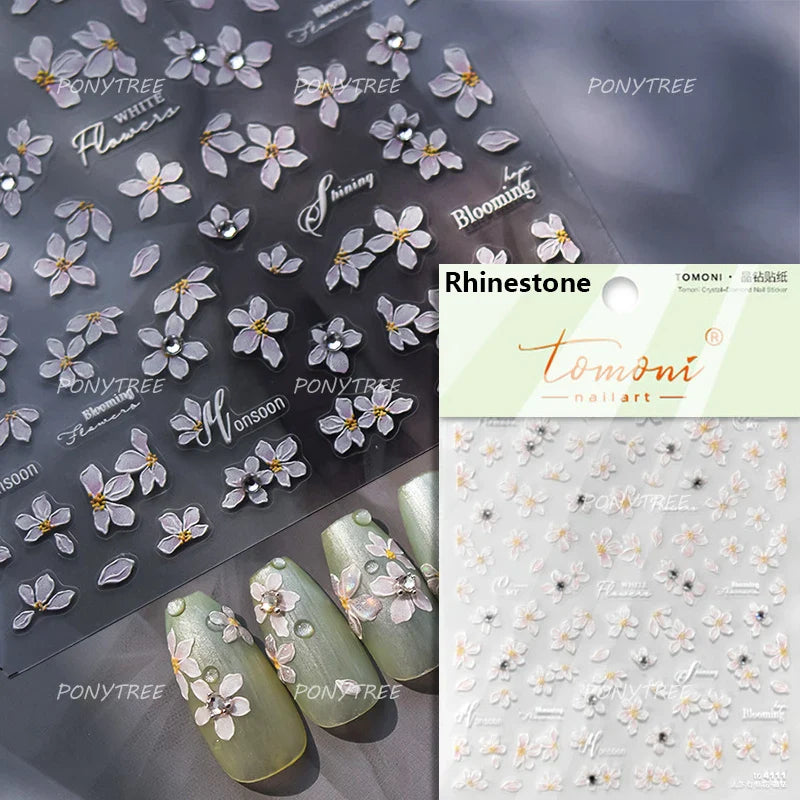 Embossed Flower Pink Butterfly Lucky Peach Blossom Chic Spring Petal 5D Soft Relief Adhesive Nail Art Stickers Manicure Decals (Online Order Only)