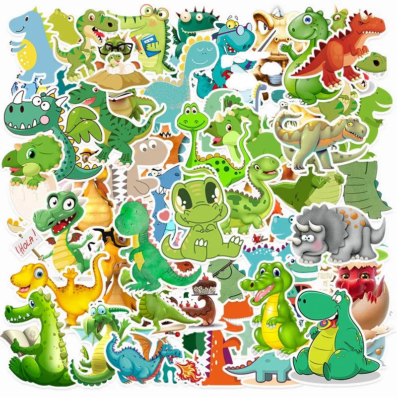 50pcs Cute Dinosaur Stickers for Kids - Suitcase, Water Bottle, Phone, Laptop, Scooter, Fridge Decor (Online Order Only)