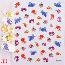 1Pc Summer Nail Art Sticker Lemon Nail Decal Nail Art Supplies Cute Fruit Strawberry Cherry Watermelon Avocado Lemon Nail Design (ONLINE ORDER ONLY)