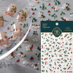 Cute Pink Tempting Strawberries Attractive Fruit Cutting Line Bowknot Star Silver Stamping Chic Nail Art Stickers Manicure Decal (ONLINE ORDER ONLY)