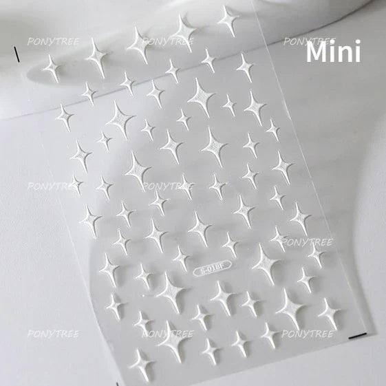 Colourful Star Moon Curved Line Arc Necklace Love Heart Hanging in The Air Starry Night Adhesive Nail Art Sticker Manicure Decal (Online Order Only)