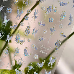 Pretty White Butterfly Flower Wreath Love Heart Crown Corsage Corolla Garland Delicate Adhesive Nail Art Sticker Manicure Decals (ONLINE ORDER ONLY)