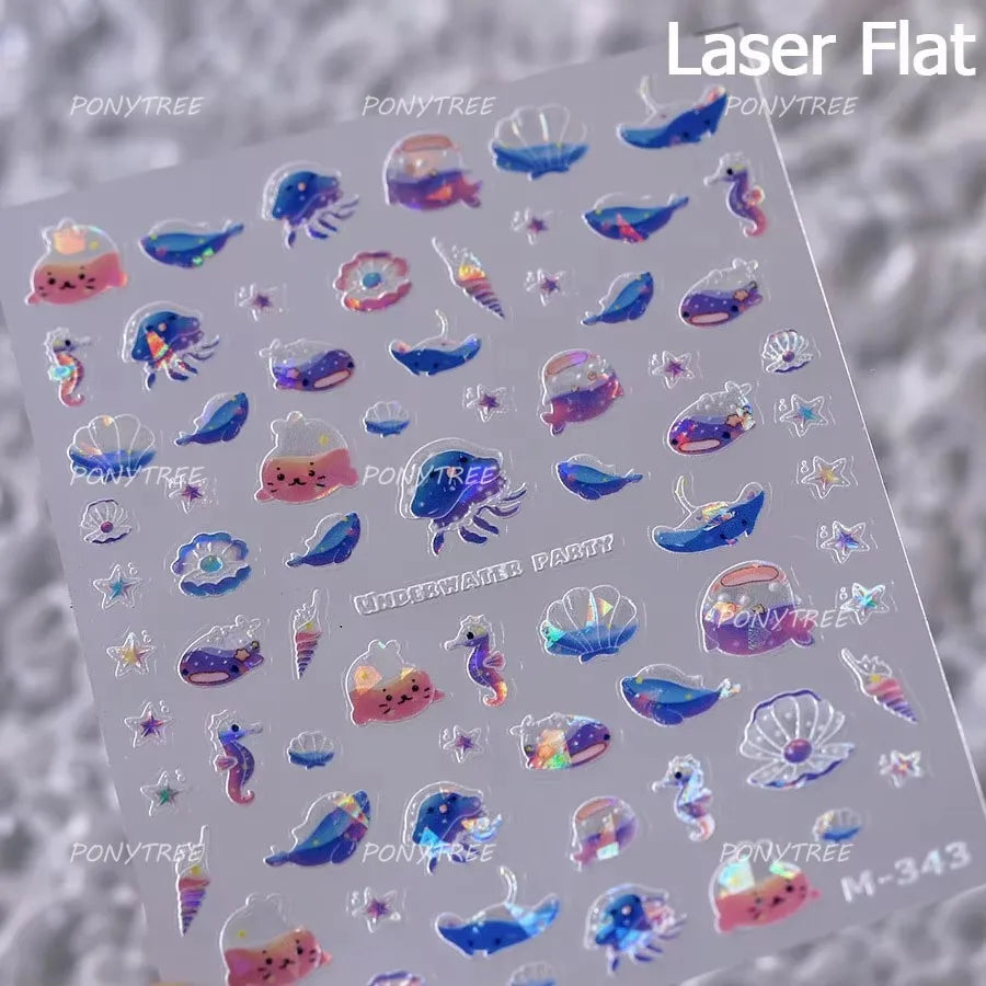 Colorful Bubbles Star Shiny Dreamy Glass Shards Flat 5D Soft Embossed Relief Self Adhesive Nail Art Sticker Chic Manicure Decal (ONLINE ORDER ONLY)