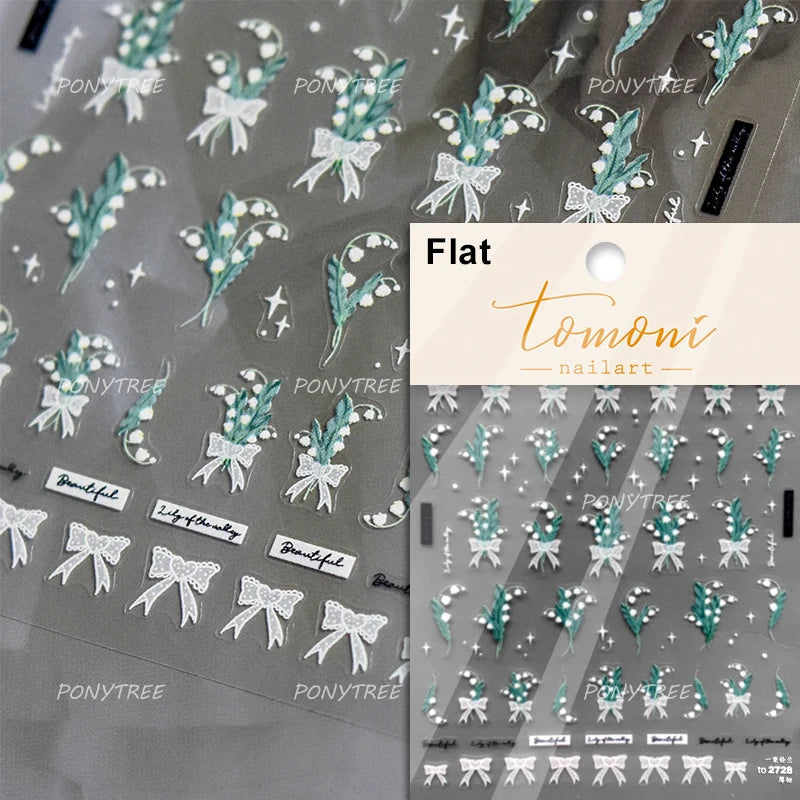 Cute  Pink Blue Nature Tulip Star Heart Butterfly Peach Blossom Jelly Embossed Relief Adhesive Nail Art Stickers Manicure Decals (ONLINE ORDER ONLY)