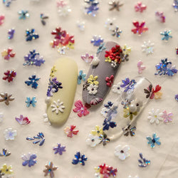 Chic Wild Flower Oil Painting Small Variegated Daisy Peach Blossom Lavender Petal Adhesive Nail Art Stickers Manicure Decals (Online Order Only)