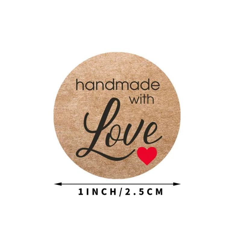 500pcs Vintage Kraft Paper Stickers Scrapbook Gift Stationery Label Stickers Handmade With Love Thank You For The Stickers (ONLINE ORDER ONLY)