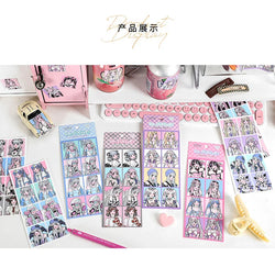 2pcs Ins Korean Style Anime Girl Scrapbooking Stickers Collage Diary Journal DIY Craft Aesthetics Decorative Stickers Stationery (ONLINE ORDER ONLY)
