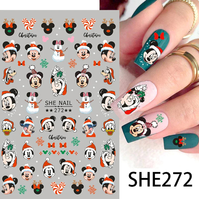 1PCS Disney Mickey Series Nail Stickers Cute 3D Minnie Nail Decorations Valentine's Day Christmas Self-Adhesive Nail Supplies *& (ONLINE ORDER ONLY)