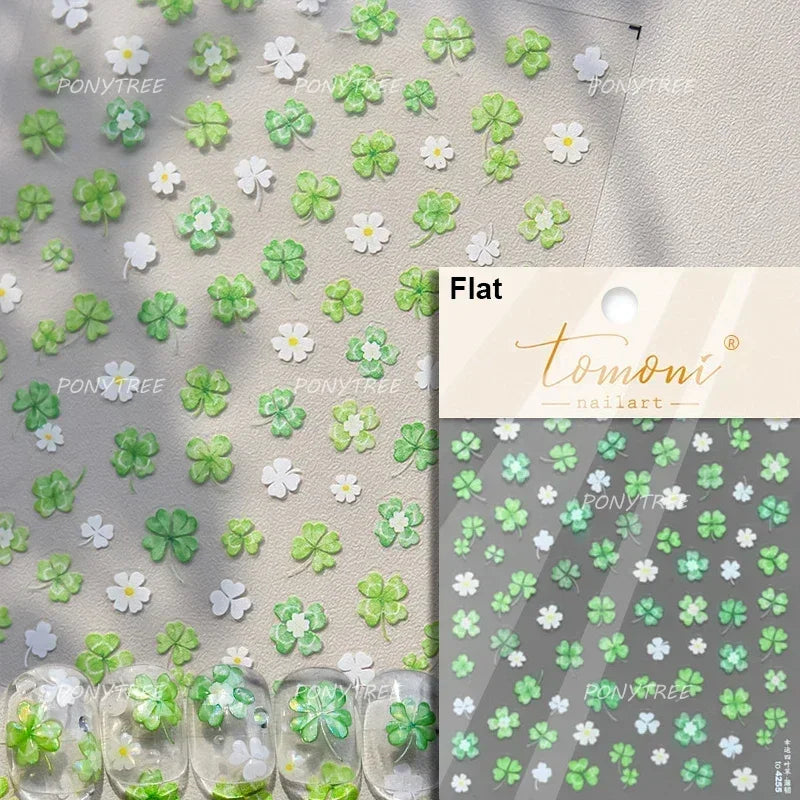 Pink Hot Stamping Flower Charm Peach Blossom Canglan Clover Daisy Pearl Self Adhesive Nail Art Decoration Sticker Manicure Decal (ONLINE ORDER ONLY)