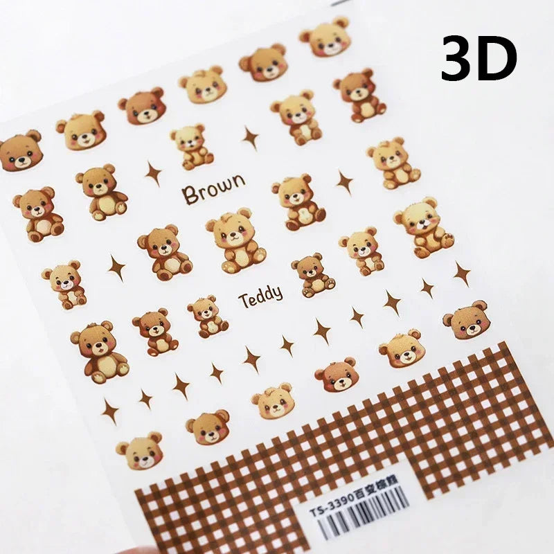 Cookies Chocolate Love Heart Flower Bowknot Rabbit Bunny Lace Bear Star Bouquet Rabbit Adhesive Nail Art Sticker Manicure Decal (ONLINE ORDER ONLY)