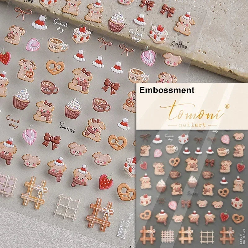 Cookies Chocolate Love Heart Flower Bowknot Rabbit Bunny Lace Bear Star Bouquet Rabbit Adhesive Nail Art Sticker Manicure Decal (ONLINE ORDER ONLY)