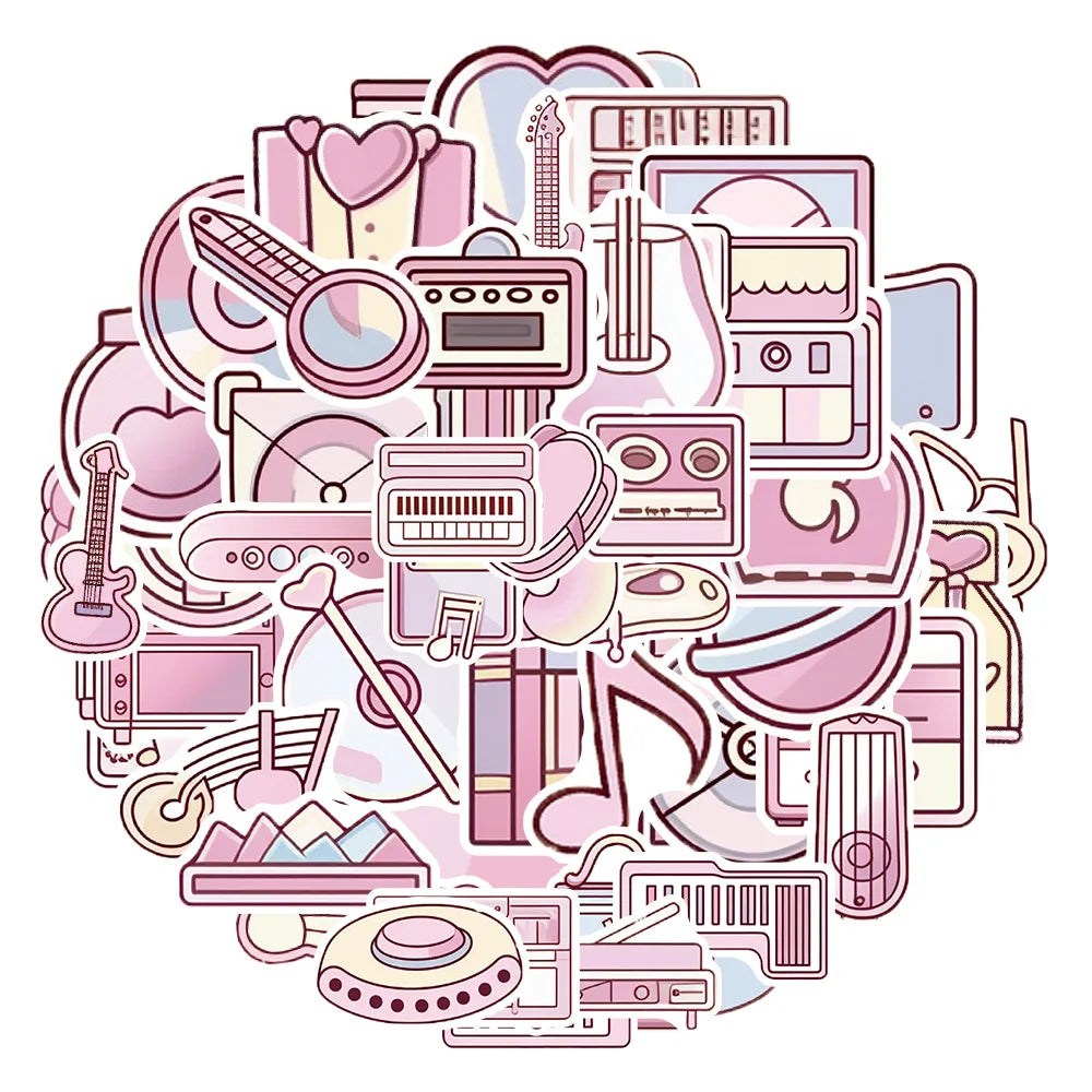 Cartoon Pink Graffiti Stickers for Suitcase, Skateboard, Laptop, Luggage, Phone - 10/30/50Pcs (ONLINE ORDER ONLY)