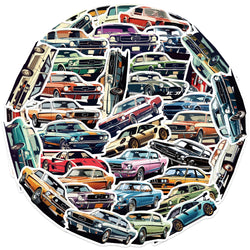 50pcs Car Cartoon Stickers Vehicle Diverse Designs Waterproof PVC Sticker Decals for Luggage Journals Computer Decals (ONLINE ORDER ONLY)