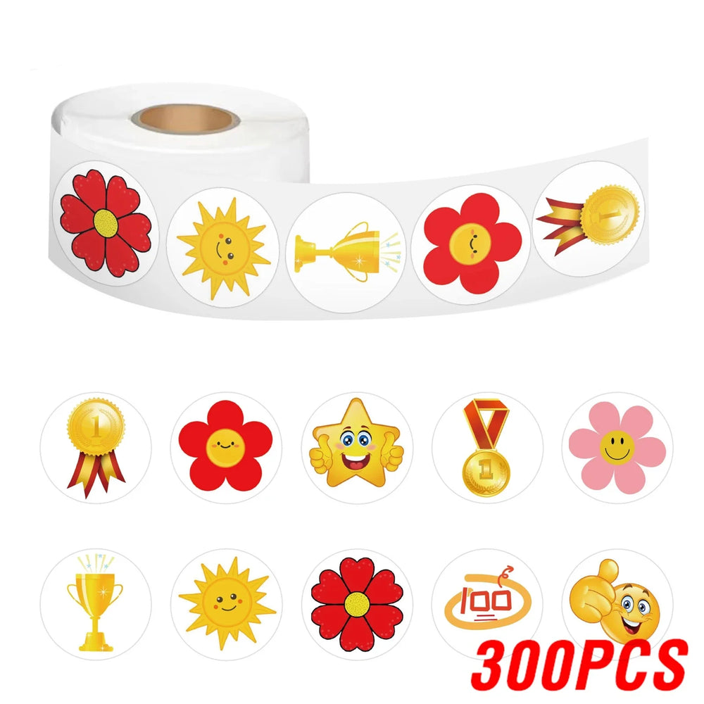 100-500pcs Little Red Flower Reward Stickers Tape Creative School Stationery Cute Kids Toy Stickers Gift decoration label (ONLINE ORDER ONLY)