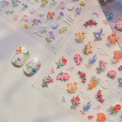 Dried Flower Butterfly Wildflowers Daisy Lily Moth Orchid Garden Self Adhesive Nail Art Stickers Chic Manicure Decals Wholesale (ONLINE ORDER ONLY)