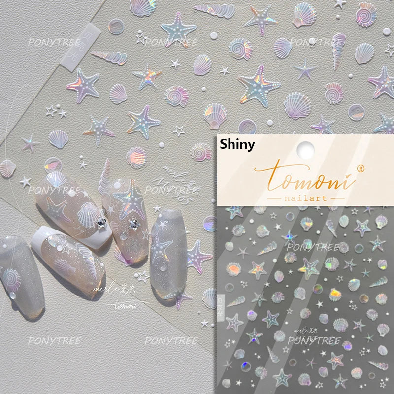 Colorful Bubbles Star Shiny Dreamy Glass Shards Flat 5D Soft Embossed Relief Self Adhesive Nail Art Sticker Chic Manicure Decal (ONLINE ORDER ONLY)